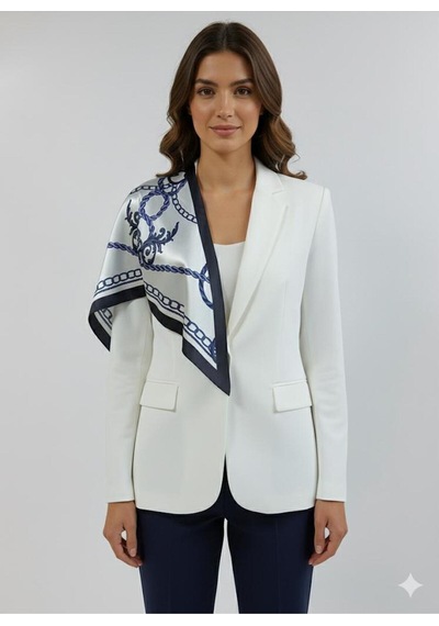 Tarzını Seç Zincir Desenli Lacivert Üçgen Fular Bandana Estacraft - 100x45 Cm