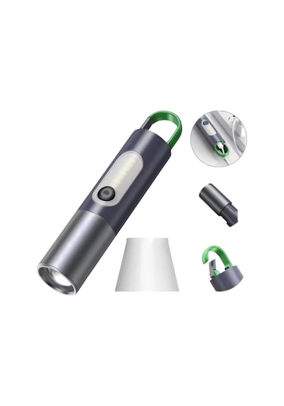 Hepu Hp-836 Su Geçirmez Uzun Menzilli Led El Feneri 5730 Led 5v Usb Şarjlı Taşınabilir Askılı Tasar Siyah
