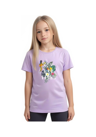 Fyk Kids Kız Çocuk Basic Summer Papağan Baskılı T-shirt Lila