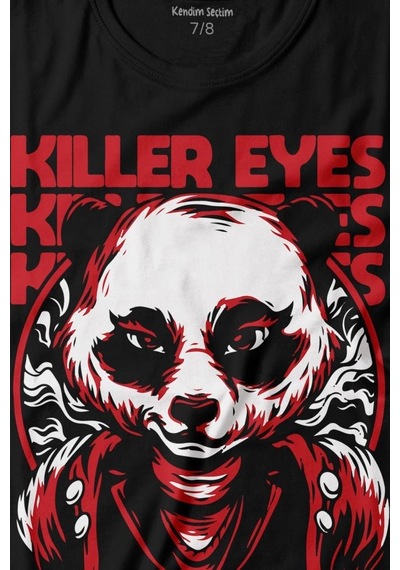 Kendim Seçtim Katil Gözler Killer Eyes Panda Baskılı Tişört Çocuk T-shirt 001