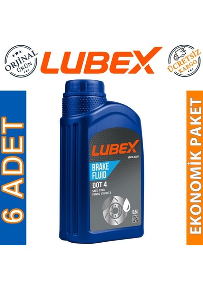 Lubex Brake Fluid Dot 4 Fren Hidrolik Yağı 500 Ml 6 Adet