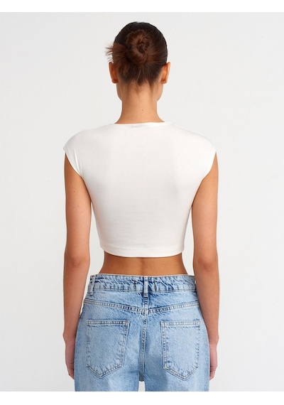 Dilvin Kadın Pamuk Ve Modal Karışımlı Crop Top T-shirt - 30528 001