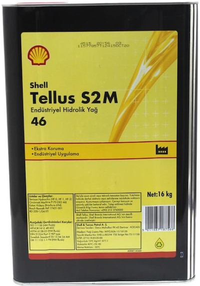Shell Tellus S2M 46 Yüksek Performanslı Hidrolik Sistem Yağ 15 KG