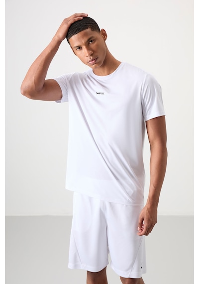 Tommy Life Beyaz Polyester Nefes Alan Dokulu İnce Esnek Standart Fit Erkek Performans T-shirt - 88384 Beyaz