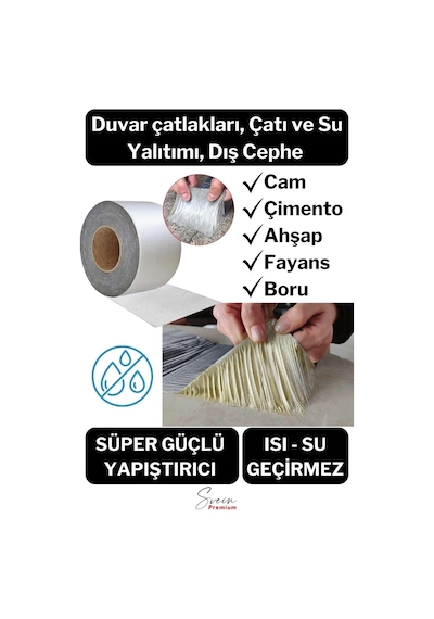 Su Geçirmez Sızdırmaz Alev Önleyici Dayanıklı Sakız Bant 48 Mm X 2 Mt Alüminyum Tamir Bandı