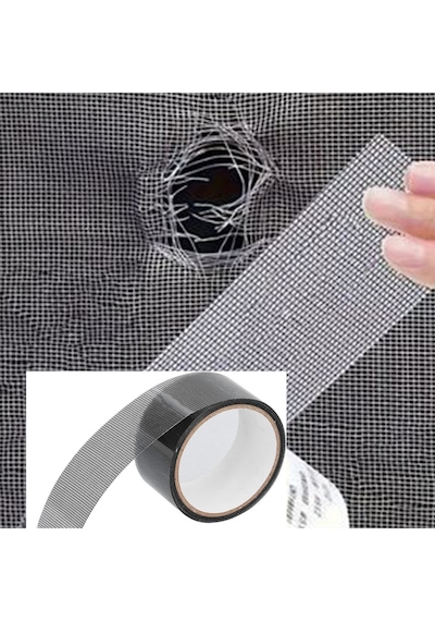 2 Adet 48 Mm X 2 Metre Yapışkanlı Sineklik Tülü Tamir Bandı Yaması Yırtık Kopmuş Delik Fiber Tül Yap