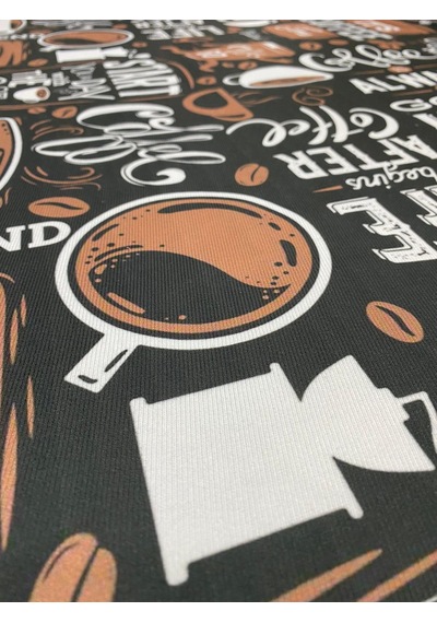 Coffee Kahve Desenli Kumaş Kırlentlik Döşemelik Kumaş Dijital Bas