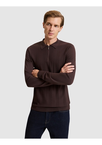 Pierre Cardin Koyu Kahverengi Slim Fit Kazak 50330139 Vr084