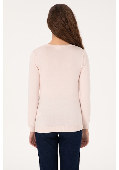 U.S. Polo Assn. Kadın Açık Pembe V Yaka Basic Kazak 50313590-VR078