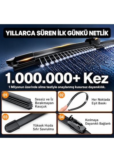 Togg T10f Silecek Uyumlu Maybach Tipi Akıllı Su Fıskiyeli Silecek Seti Ön Takım