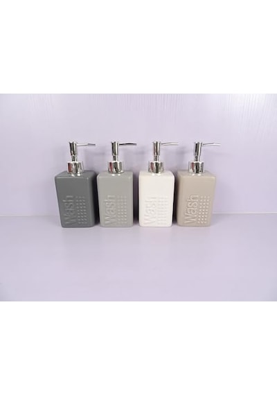 Sıvı Sabunluk Bej Modern 7x7x17cm 300ml Seti Siyah