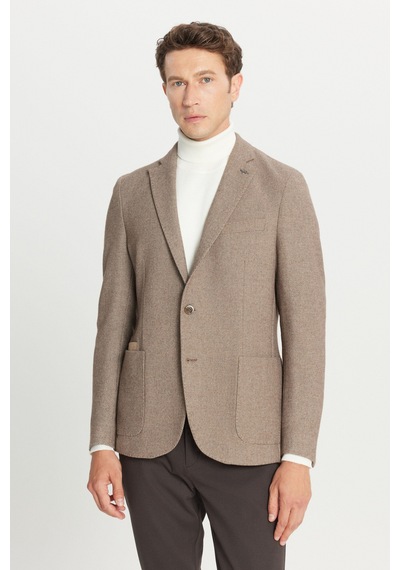 Altınyıldız Classıcs Erkek Bej Yünlü Slim Fit Dar Kesim Mono Yaka Torba Cepli Esnek Blazer Ceket Altınyıldız Classıcs Erkek Bej Yünlü Slim Fit Dar Kesim Mono Yaka Torba Cepli Esnek Blazer Ceket