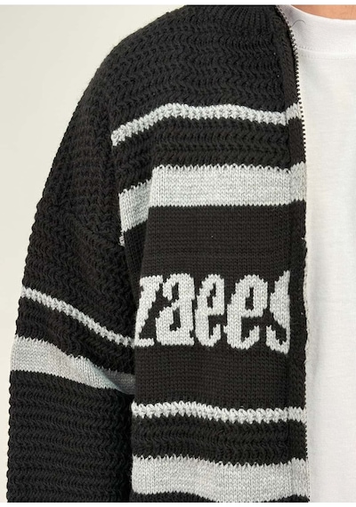 Zaee Studio Stripe Knit Crop Boy Triko Ceket gri