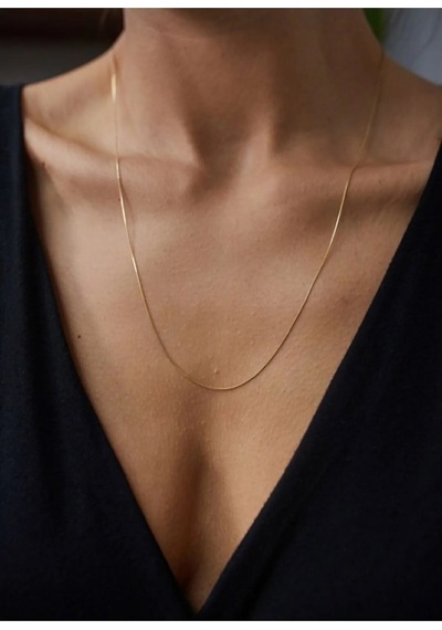 Gold Renk 60 Cm Unisex Çelik Ince Italyan Zincir Kolye Çelik