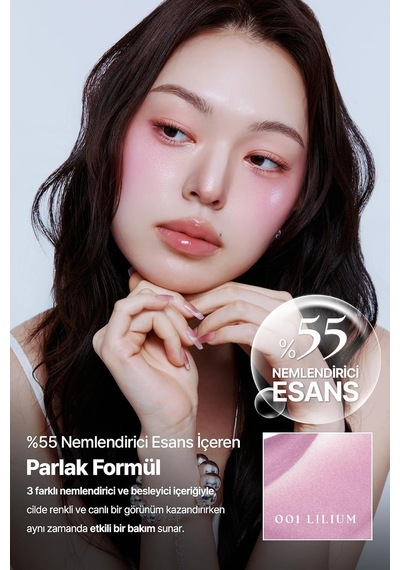Hafif Yapılı, Ciltle Bütünleşen Parlak Bitişli Likit Allık Objet Blush 001 Lilium