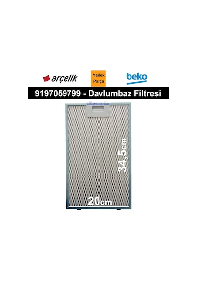 Arçelik Uyumlu P 12 Yes Davlumbaz Aspiratör Filtresi Filtre 9197059799 - 367329582