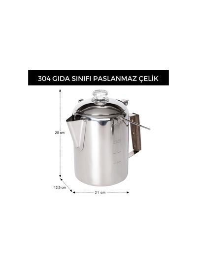 Kingcamp Percolator Coffee Pot Çelik Kahve Demleme Seti Gümüş
