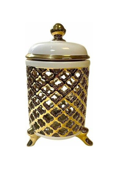 Roy King Azra Kavanoz Büyük Boy 25cm Krem-gold Asf025 Altın - Krem