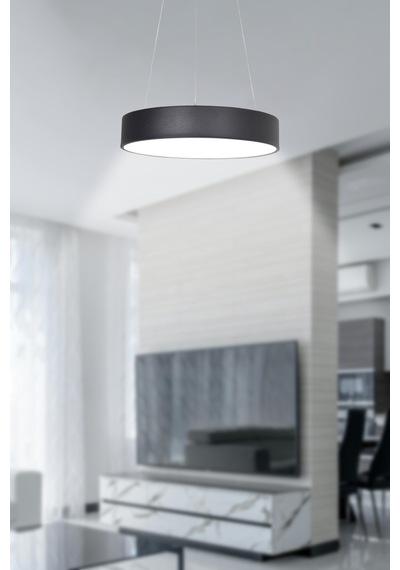 Dakota Modern Panel Ledli Salon Oturma Odası Yatak Odası Mutfak Siyah Renk Led Avize Beyaz Işık Siyah Siyah