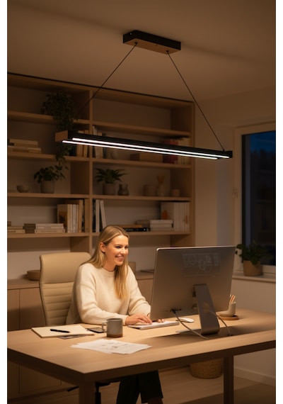 Vega Gold Lineer Led Sarkıt Avize Kumandalı Dim Edilebilir Aşağı Işık Sarı Işık