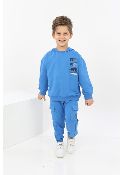 Toontoy Kids Toontoy Erkek Çocuk Explorer Baskılı Eşofman Takım Saks Mavisi