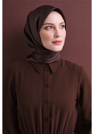Armine İpek Eşarp 2027 Kış - 9601-86 Kahverengi Twill