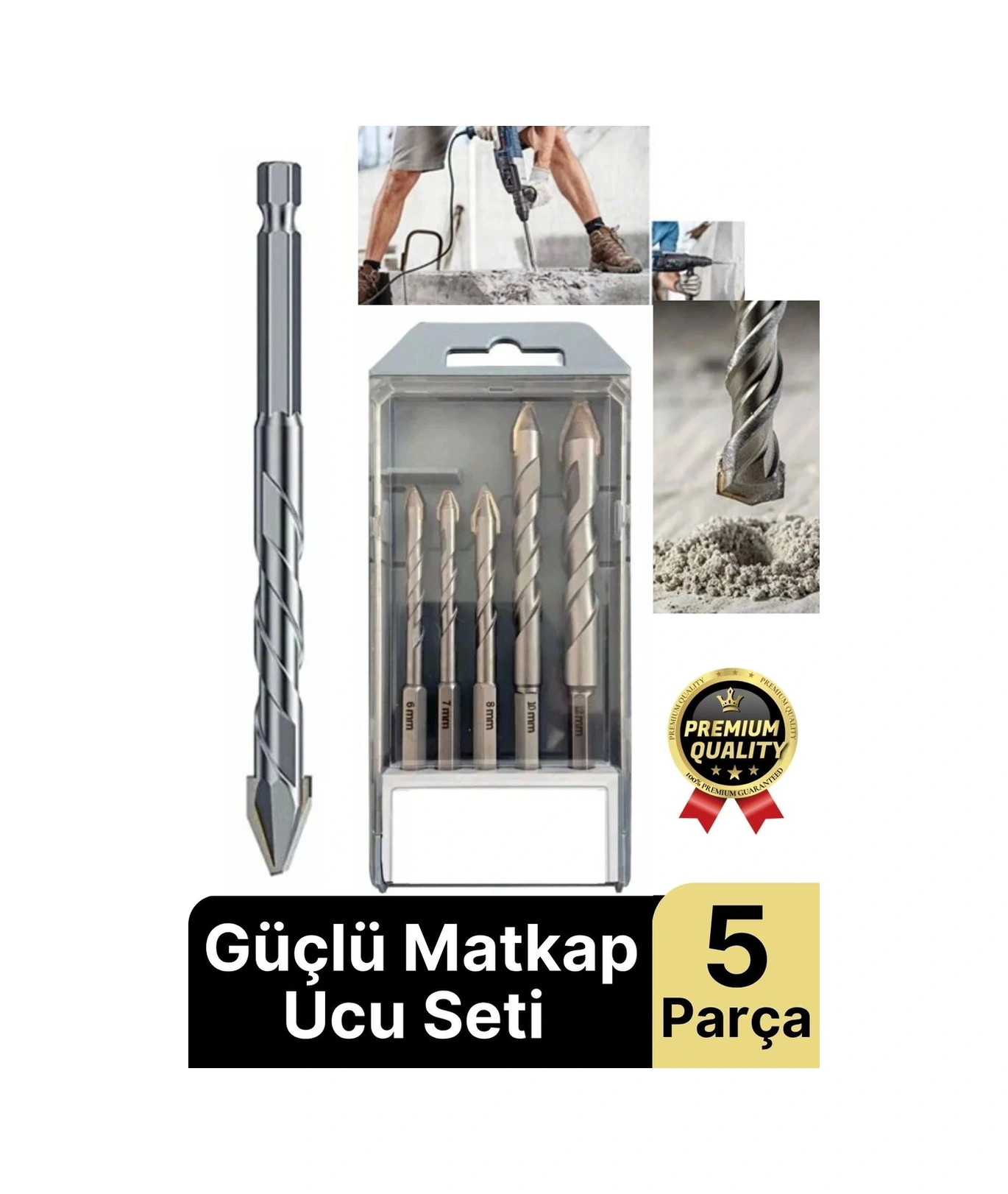 Yeni Yüksek Güçlü Kırılmaz Ahşap Metal Sac Demir Çelik Delebilen Matkap Ucu Seti 5 Parça