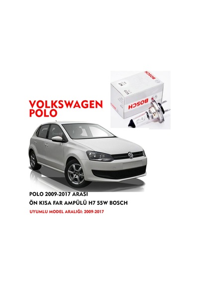 Polo 2009-2017 Uyumlu Arası Ön Kısa Far Ampülü H7 55w