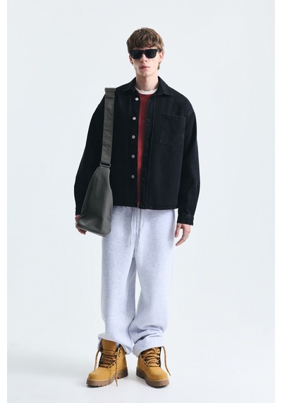 Vamos Oversize Denim Gömlek Siyah