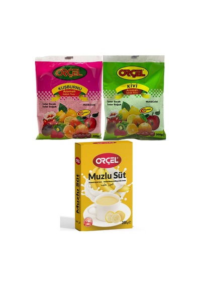 Orçel Muzlu Süt 200 G + Kivi 300 G + Kuşburnu 300 G Toz Oralet Set