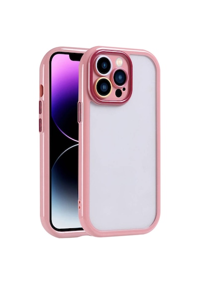 Apple Uyumlu iPhone 14 Pro Max Kılıf Kamera Korumalı Renkli Kenar Ve Çerçeve Tasarımlı Ahenk Kapak Mürdüm