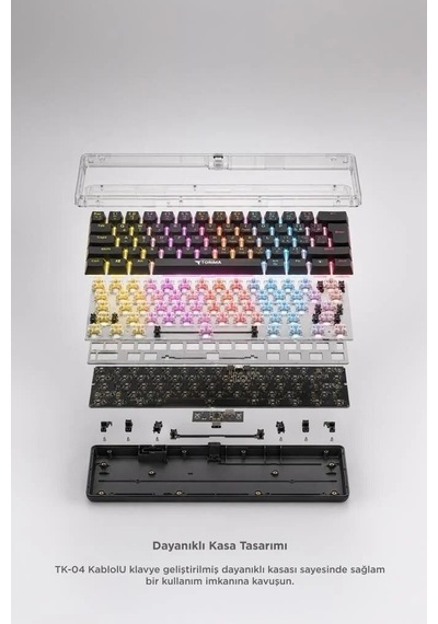 Tuş Takımı Masa Düzeni Çalışma Alanı Kablolu Klavye Rgb Işıklı Mekanik Q Klavye Tk04 Beyaz