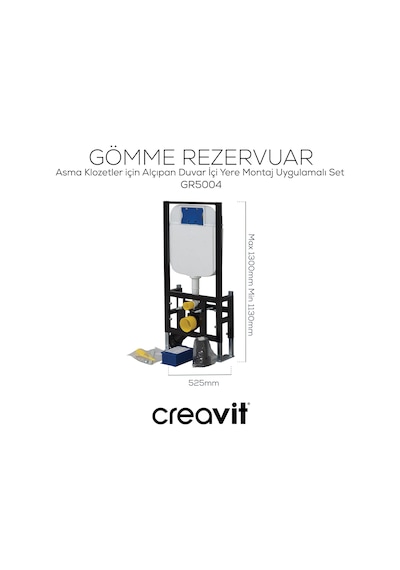 Creavit Gömme Rezervuar 3/6 Asma Klozet Uyumlu Yere Hızlı Montaj Gr5004