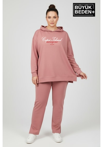 Süperlife Büyük Beden Kapşonlu Capri İsland Baskılı Tunik İnce Sweatshırt Spr26btk991-2 Rose Süperlife Büyük Beden Kapşonlu Capri İsland Baskılı Tunik İnce Sweatshırt Spr26btk991-2 Rose