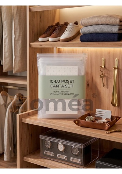 10 Lu Fermuarlı Organizer Çanta Seti 30x40cm Çok Amaçlı Makyaj, Seyahat Ve Düzenleme Çantası Şeffaf
