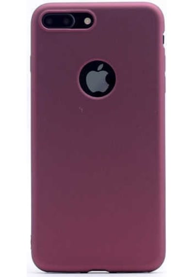 Noktaks - Apple Uyumlu iPhone 7 Plus - Kılıf Mat Renkli Esnek Premier Silikon Kapak - Mürdüm