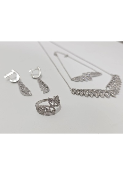 Zirkon Taşlı 925 Ayar Gümüş Rodyumlu Takı Seti 23-28 Gram 004