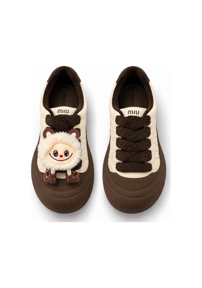 Look Life Miu Miu Çıkartılabilir Tüylü Figür Detaylı Kalın Taban Kadın Sneaker Bej