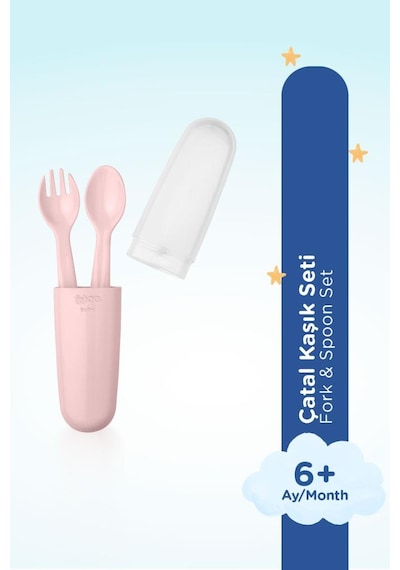 Wee Baby Saklama Kutulu Çatal Kaşık Seti - Pembe