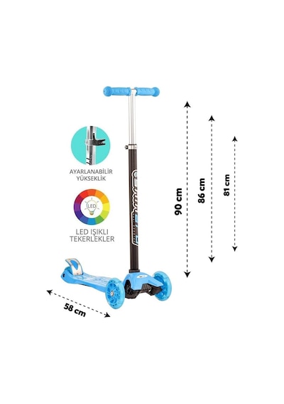 Mey İthalat Torutoys Mavi Twist Işıklı Scooter
