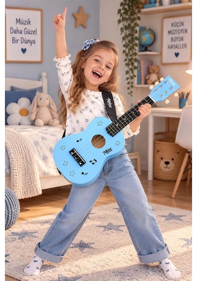 Midex Cg-230bl Çocuk Klasik Gitar Seti 3-8 Yaş 23 İnç 58 Cm Mavi Çocuk Gitarı Seti