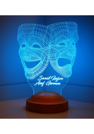 3D Led Lamba 3 Boyutlu Maske Kişiye Özel Hediye Gecelambası