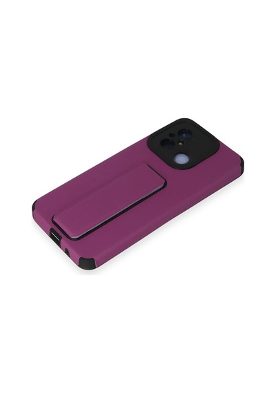 Newface - 611 - Xiaomi Redmi 12c Kılıf Mega Standlı Silikon - Novapazr - - Mor