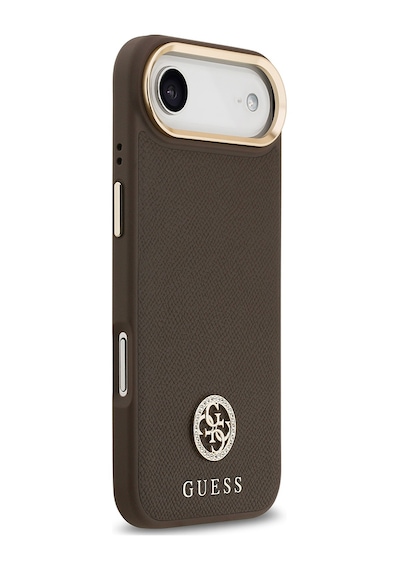 Apple Uyumlu iPhone 17 Air Kılıf Guess Lisanslı M-safeli Grained Yazı Ve Taşlı 4g Logolu Kapak Kahverengi Kahverengi