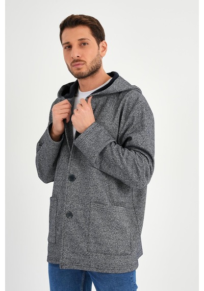 Alexandergardı Kapüşonlu İçi Şardonlu Oversize Hırka E23-607 03 Lacivert Melanj