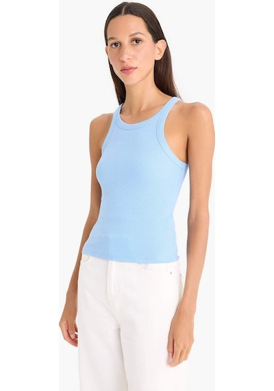 Defacto Slim Fit Dar Kesim Halter Yaka Fitilli Kaşkorse Atlet E2176ax25spbe303 Mavi