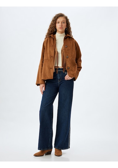 Koton Geniş Paça Düğmeli Taşlı Cep Detaylı Kot Pantolon - Wide Leg Jeans Koyu İndigo 5wal40215md İndigo Koton Geniş Paça Düğmeli Taşlı Cep Detaylı Kot Pantolon - Wide Leg Jeans Koyu İndigo 5wal40215md İndigo