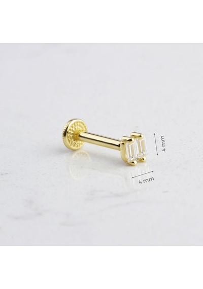Glorria Altın Çift Baget Tragus Piercing Sarı