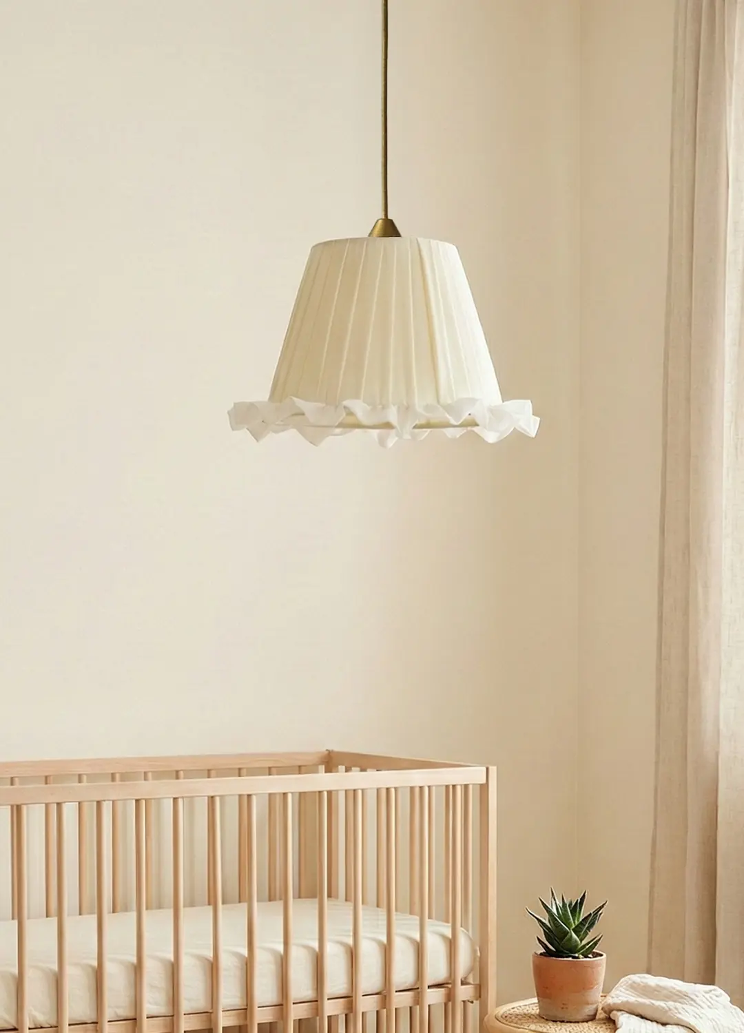 Osmanlı İpeği Fırfırlı Modern Tasarım 20 Cm Sarkıt Avize Açık Krem