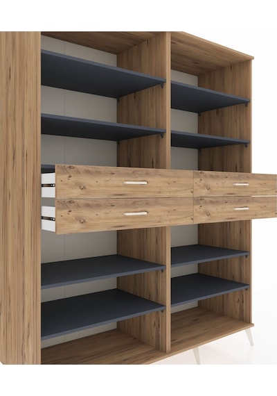 Kronos Gardrop 10 Raflı 4 Çekmeceli 176x59x221 Çam-antrasit/çam Antrasit/çam Kronos Gardrop 10 Raflı 4 Çekmeceli 176x59x221 Çam-antrasit/çam Antrasit/çam